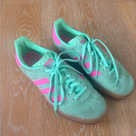 adidas Shoes - adidas Women's Mint Green and Hot Pink Suede Sneakers